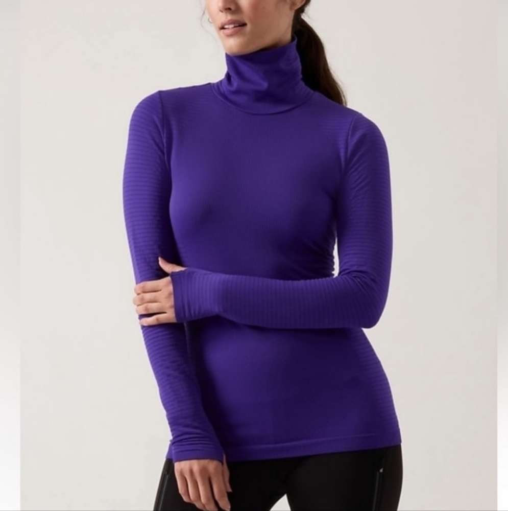 Athleta Ribbed Turtleneck, Purple, Size XXS, NWT